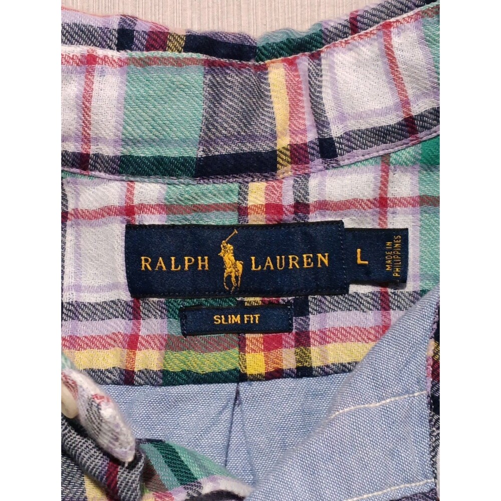 Polo Ralph Lauren Shirt Plaid Button Up Double Faced Workshirt Size Large $125 - Picture 4 of 7